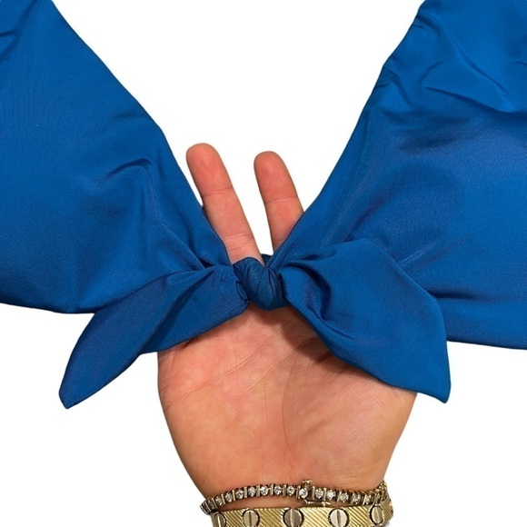 NEW Trina Turk front tie bikini top size 12 blue - Picture 8 of 13